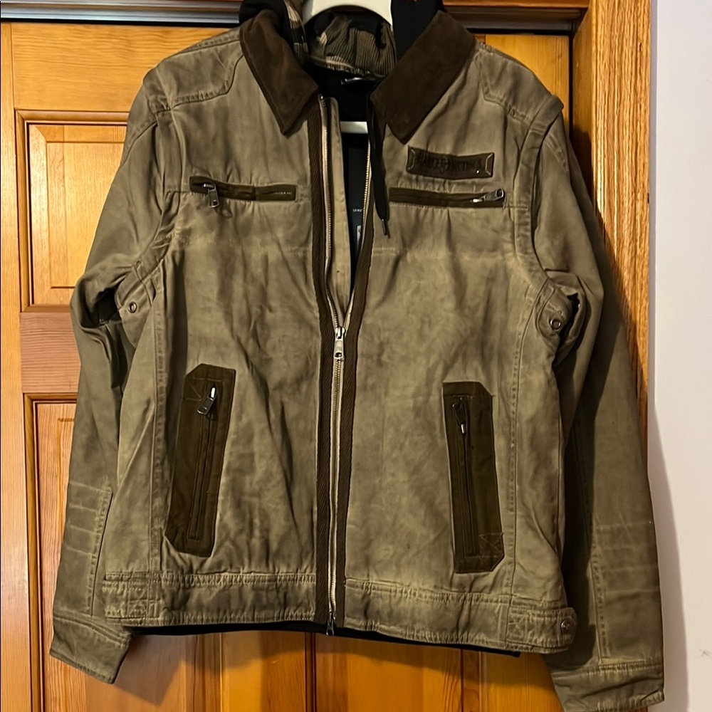 Harley-Davidson Tan and Brown 3in1 Hayden Jacket with Black hoodie.